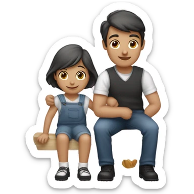 Un garçon et deux filles jumelles sticker