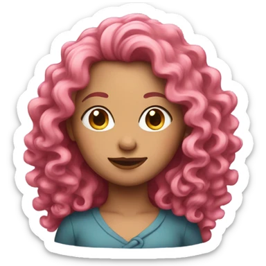 Lady with long curly pink hair  sticker