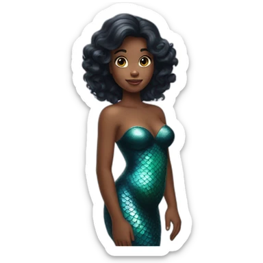 little-mermaid poisson noir girl sticker