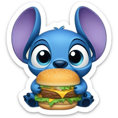 Stitch eating burger sticker
