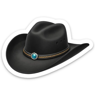 black cowboy hat with a black feather sticker