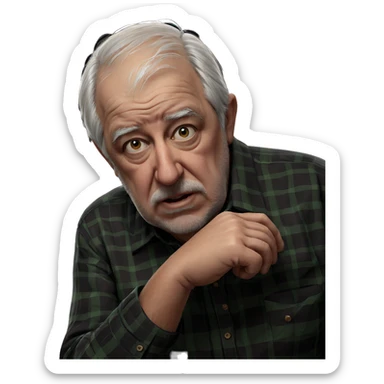 old man in plaid shirt sticker