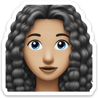 lange schwarze offene  haare, weiße hautfarbe, weiblich, blaue augen sticker