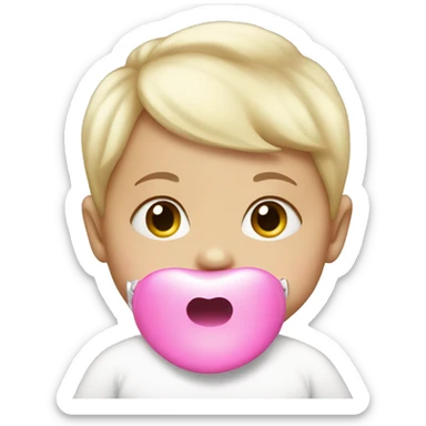 White baby girl with a pink pacifier in mouth sticker