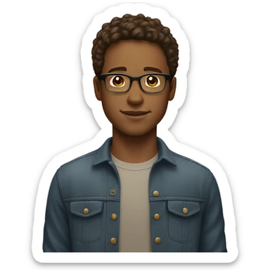 Young man with brown hair light skin and with glasses  sticker