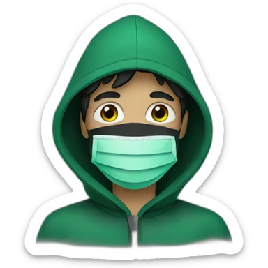 Man with green-medical-mask and black-hoody sticker