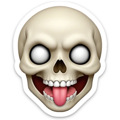 Skull face winking and tongue out sticker
