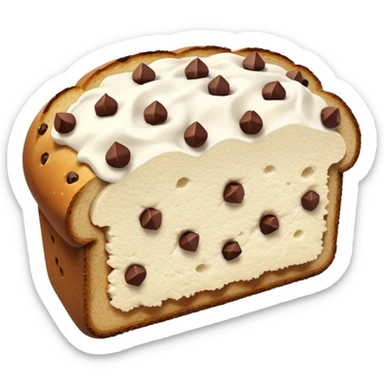 a slice of bread with ricotta and chocolate chips on top sticker