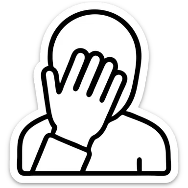 minimal emoji of a facepalm, no face details, just hands and head outline sticker