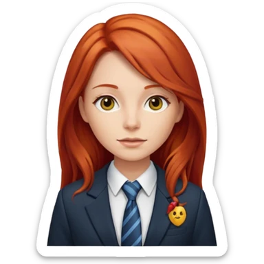 long red haired woman with tie and blazer sticker