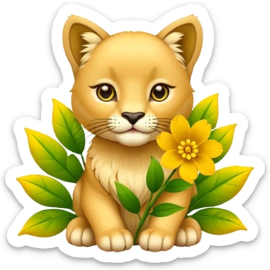 puma holds flower sticker