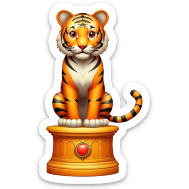 Vintage circus tiger on pedestal sticker
