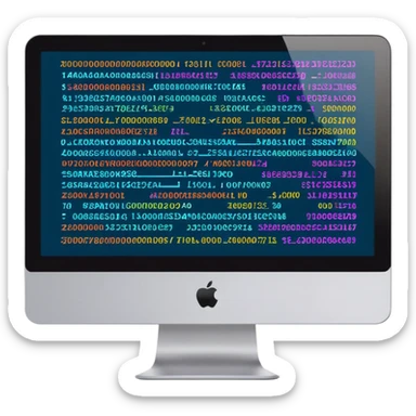 computador com codigo de programação a aparecer no ecra sticker