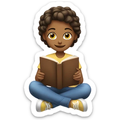 Girl reading a book sticker