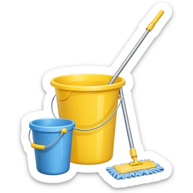 bucket with cleaning equipment sticker