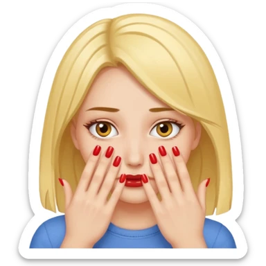 Girl hiding face with nails  sticker