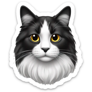 Black and white long haired cat sticker