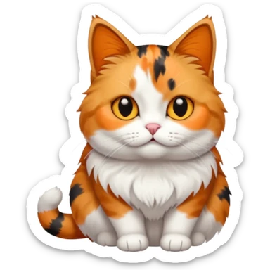 full body calico tabby + white cat with small head and short but chubby body sticker