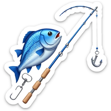 curve fishing rod with fish sticker