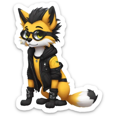 Edgy cute modern punk techwear anthro furry animal sona by Falvie, LiLaiRa, AngieWolf sticker