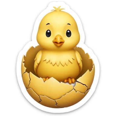 cartoon chick sitting inside a cracked eggshell sticker