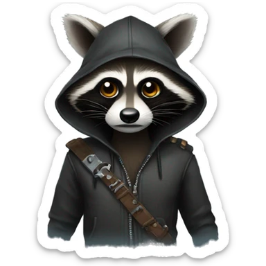 raccoon wearing a thief costume sticker