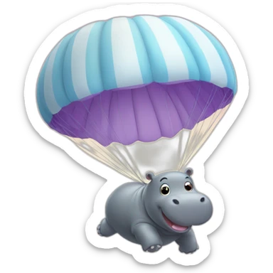 Cute hippo jumping parachute sticker