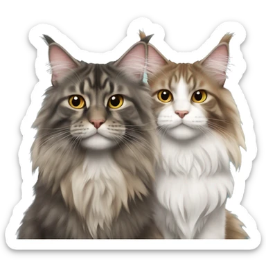 Two Maine coons of different colours and sizes  sticker