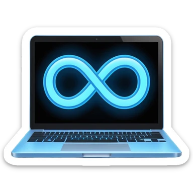 laptop screen showing an infinity symbol sticker