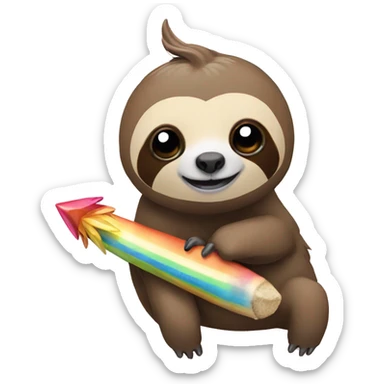 a sloth on a rainbow with a unicorn horn sticker