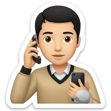 ligh skin black hair man calling with her phone sticker