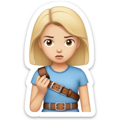 Girl holding belt upset in hand sticker