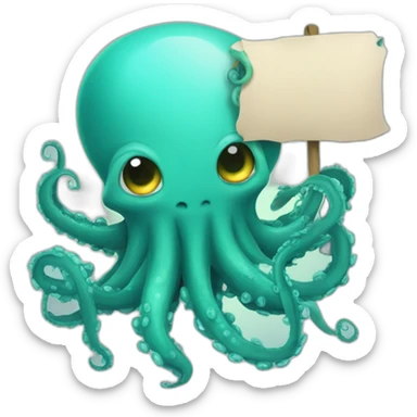 Cute kraken Holding a Sign in his tentacles sticker