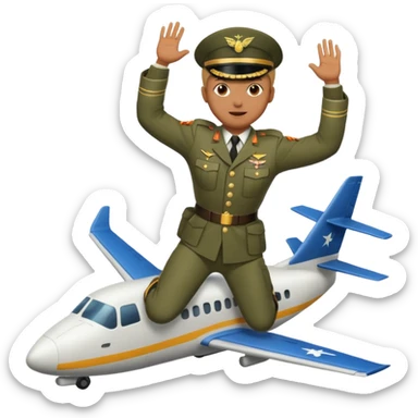 Person jumping off plane in military uniform sticker