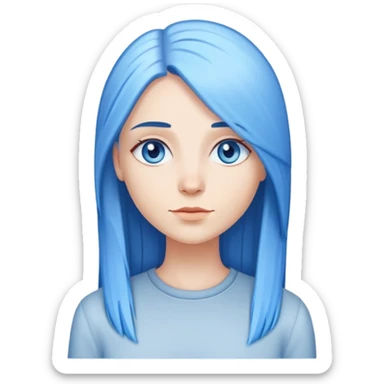 Adult white female with long straight blue hair and blue eyes sticker