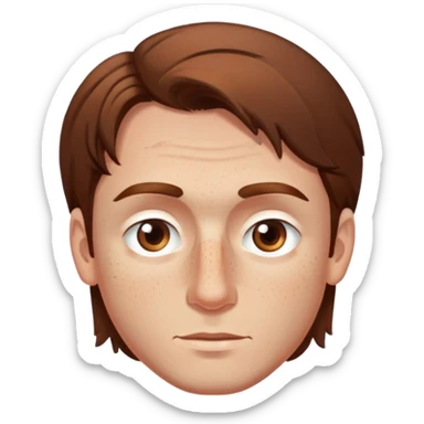 Polish man with medium length brown hair and freckles around his left eye sticker