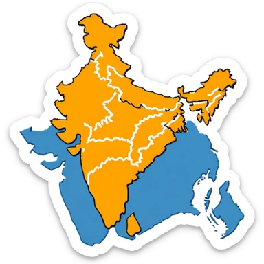 India map with saffron colour ( akhand Bharat ) with proper state sticker