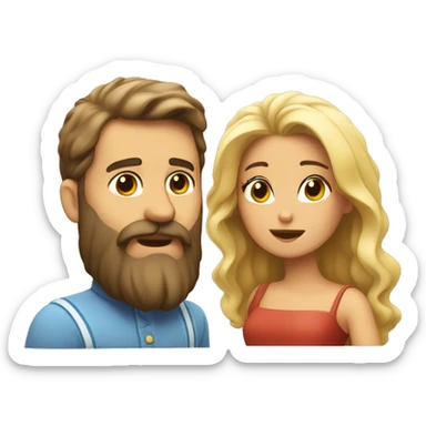 Un barbudo y una morena beso  sticker