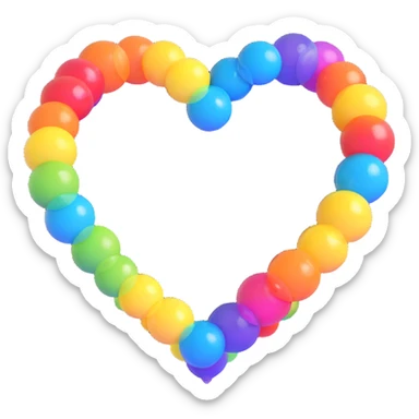 3D emoji style rainbow heart with floating bubbles around it sticker