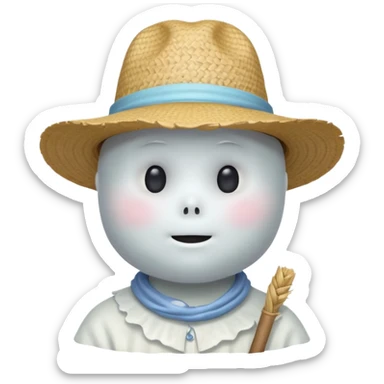 cute ghost farmer portrait, head and shoulders only, straw hat, round friendly face, soft pastel glow, harmless spirit vibe, 3D cartoon, mobile game icon style, clean background, no text, no watermark
 
 sticker