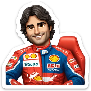 carlos sainz whit formuala one red ferrari suit sticker