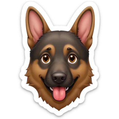cartoon style dark German Shepherd dog with its tongue hanging out long sticker