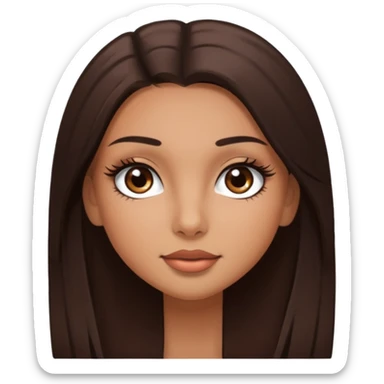 Pretty girl with lashes and dark brown straight hair sticker