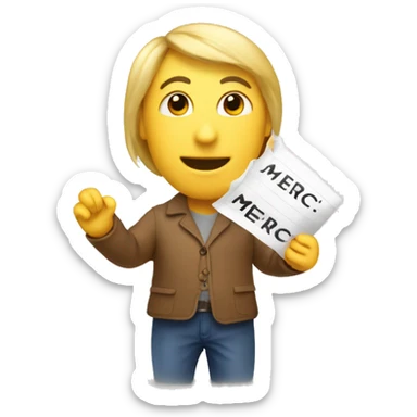 the word "merci" written with readable letters sticker