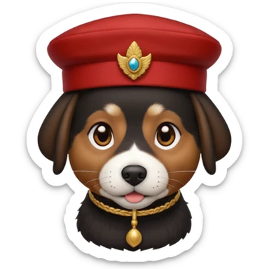 black suited dog with fes hat sticker