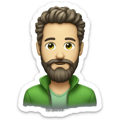 homme avec barbe et cheveu boucles et yeux vert sticker