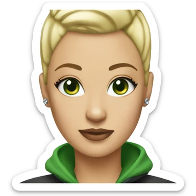 Blonde buzz cut woman with tattoos and green eyes sticker