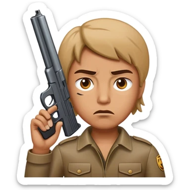 Frown with gun to head sticker