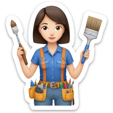 brunette girl renovating her apartment sticker