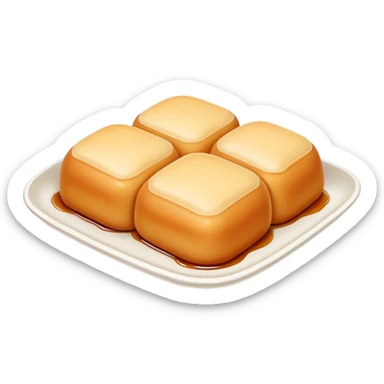 Fried mantou golden crispy bun with condensed milk, simplified emoji style with bold outlines and bright colors, cartoon style Chinese deep fried bread sticker